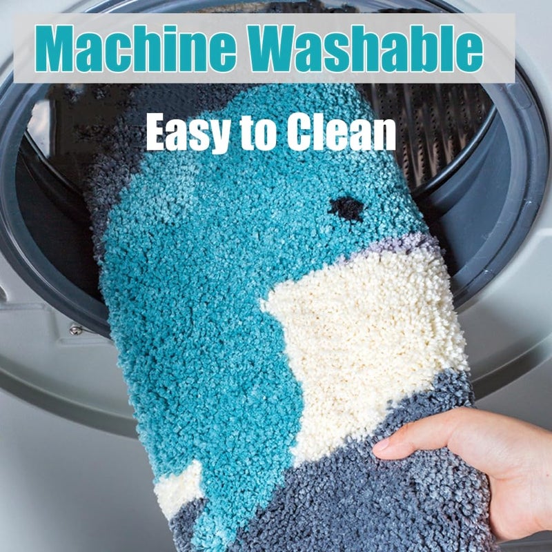 IcosaMro Grey Whale Bath Rug - Non-Slip Soft Absorbent Machine Washable Shower Bath Mat, 16Wx24L Inch - Image 3
